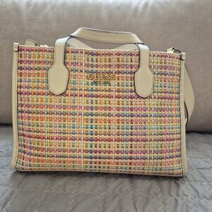 Guess Multicolor Woven Tote Bag